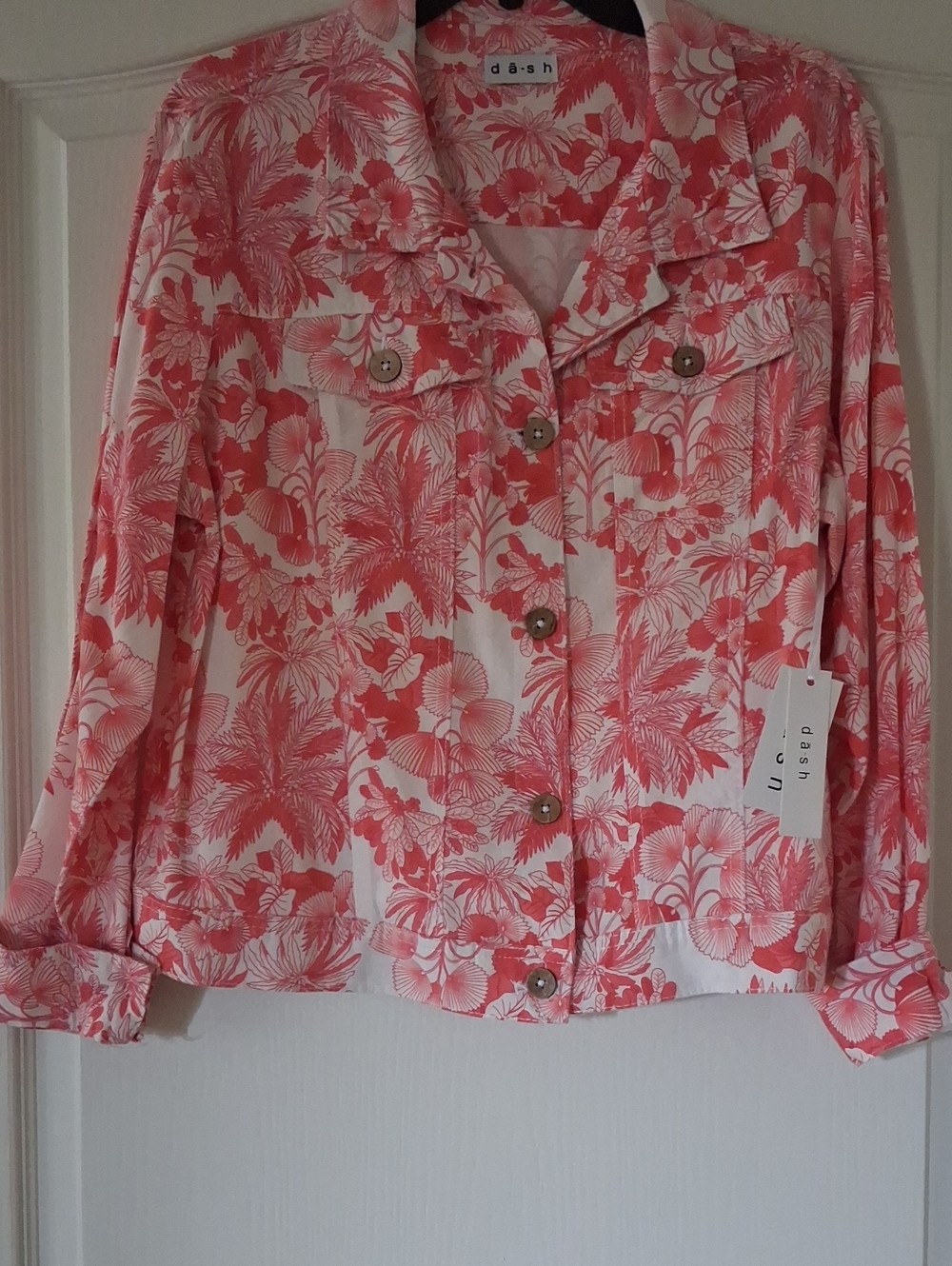 Dash Coral Floral Button-Front Shirt Jacket